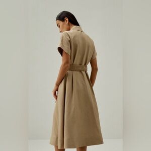 MPH Collection Belted Midi Shirt Dress | Khaki | Size Large